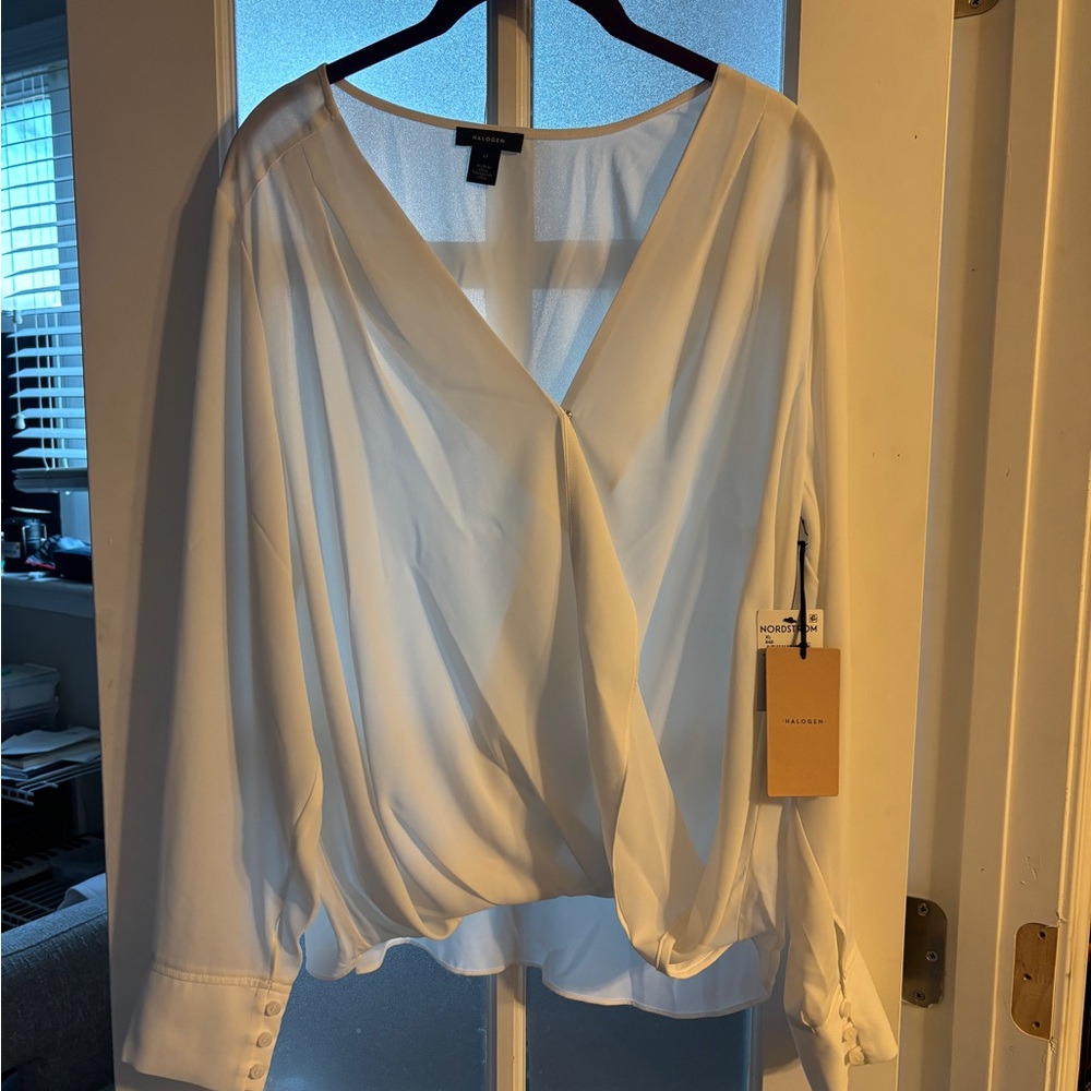 Nordstrom Ivory Surplice V-Neck Blouse